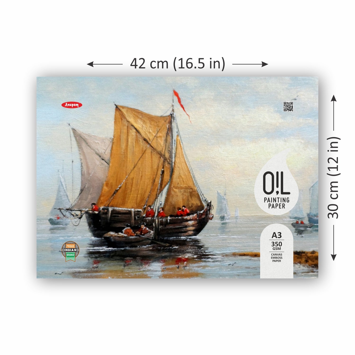 Anupam Oil Painting Paper Pad-Canvas Textured-Acid Free-Elemental Chlorine Free Paper-350 GSM(10 Sheets)